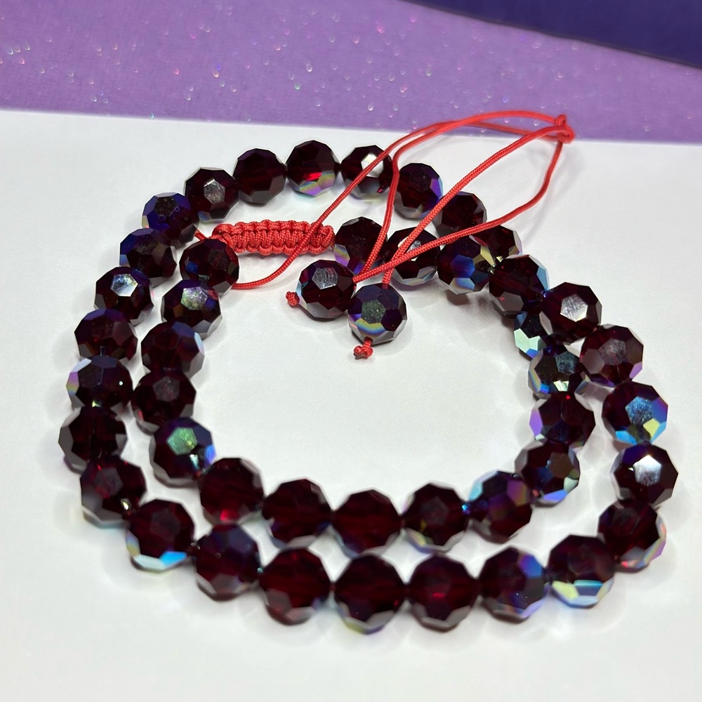 Crystal Aurora Borealis Red Faceted Bracelet and Necklace Set VINTAGE